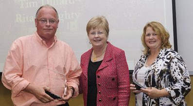 outstanding professional award winners Tim Dillard and Rita Doughty pictured with Dr. Judy Bonner